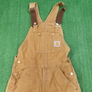 Carhartt Overalls Mens 30x34 Canvas Bib Workwear Double Knee Duck Canvas